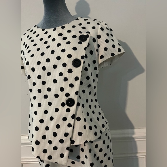 Evan Picone Petite Dress Size 10P Black and White Dots - Picture 3 of 7